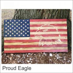 Rustic American Flag - Classic 50 Stars with CARVED EAGLE (2 versions, 3 sizes)