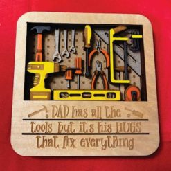 Layered Wall Decor - Dad Work Shop - Hugs Fix Everything